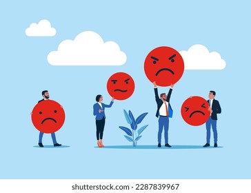Negatively thinking business people. Modern vector illustration in flat style