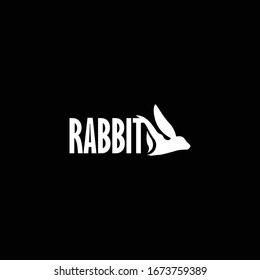 Negative-space logo design with a rabbit as a main shape.