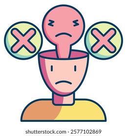 Negativity Icon - Lineal Color Style - Cognitive Biases Theme