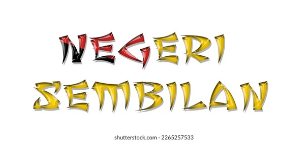 Negeri Sembilan Malasia marca el tipo de letra del texto, fondo del símbolo, marca de la tipografía tipografía etiqueta del logo, fondo de color 3D, ilustración vectorial