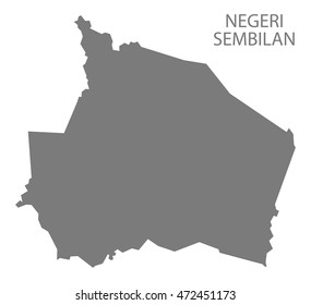 Negeri Sembilan Malaysia Map in grey