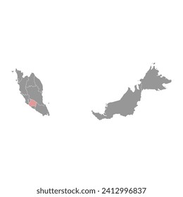 Negeri Sembilan state map, administrative division of Malaysia. Vector illustration.