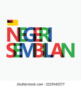 Negeri Sembilan vector RGB overlapping letters typography with flag. Malaysian states logotype decoration.