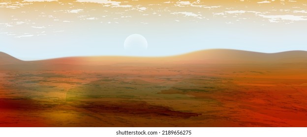 Negev Desert Israel. Israel Nature. Vector illustration, sunset landscape. Watercolor style, minimal and vibrant background suitable for booklets, web, brochures, flyers.