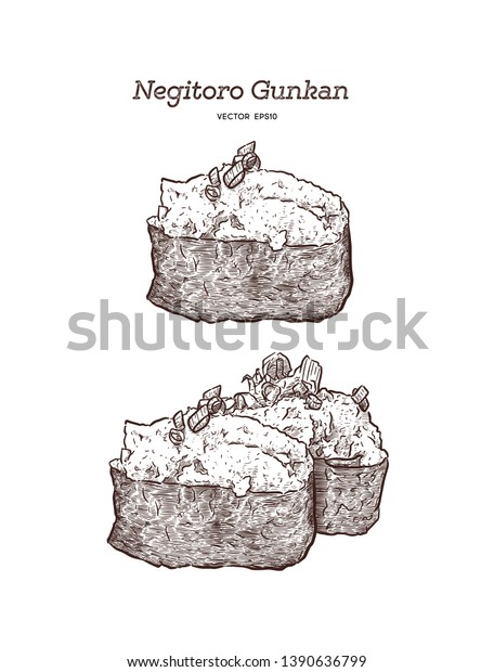 Negitoro Gunkan Minced Tuna Sushi Hand Stock Vector Royalty Free