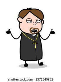 Neglect - Cartoon Priest Religious Vector Illustration