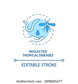 Neglected tropical diseases concept icon. Top international health programs. Harmful animals for body idea thin line illustration. Vector isolated outline RGB color drawing. Editable stroke