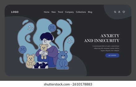 Neglectful parenting style characterized by emotional distance and lack of support. The illustration conveys feelings of anxiety and insecurity experienced by children in such environments. Vector