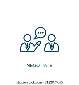 negotiate icon. Thin linear negotiate outline icon isolated on white background. Line vector negotiate sign, symbol for web and mobile