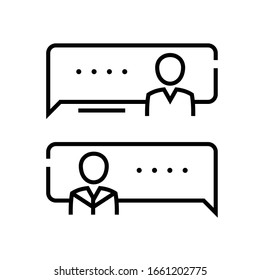 Icono de línea de personas negociadoras, signo de concepto, ilustración de vector de esquema, símbolo lineal.