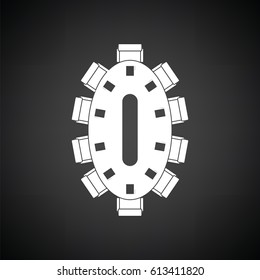 Negotiating table icon. Black background with white. Vector illustration.