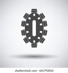 Negotiating table icon on gray background, round shadow. Vector illustration.