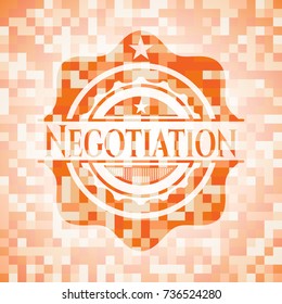 Negotiation abstract orange mosaic emblem