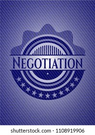  Negotiation badge with denim background