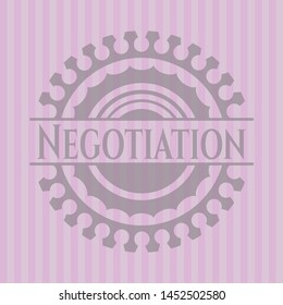 Negotiation badge with pink background. Vector Illustration. Detailed.