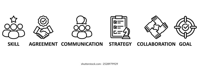 Negotiation banner web icon vector illustration concept with icon of skill,agreement,comunication,strategy,collaboration,goal	