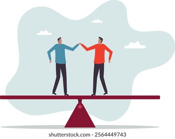 Negotiation for business winning, agreement or partnership deal for both benefit, merger and acquisition, professional talk.business concept.flat character.