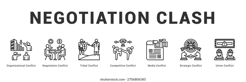 Ilustración de Anuncio de Web moderno y limpio con íconos temáticos para la comunicación visual