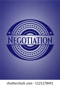 Negotiation emblem with denim texture