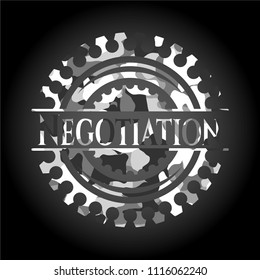 Negotiation grey camouflage emblem