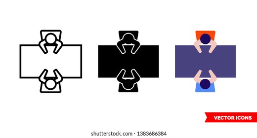 Negotiation icon of 3 types: color, black and white, outline. Isolated vector sign symbol.