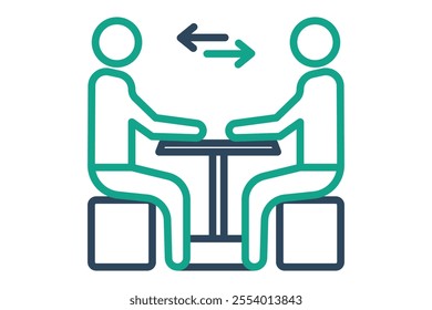 Negotiation icon. line icon style. people around table. icon related to procurement. procurement management elements vector illustration