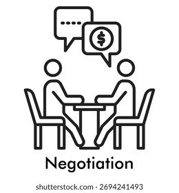 Icono de negociación en estilo de línea. Concepto de Ilustración vectorial para reuniones de negocios y asociaciones