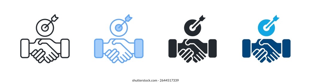 Negotiation Icon Set Multiple Style. Designed In Outline, Blue, Glyph, Dual Tone