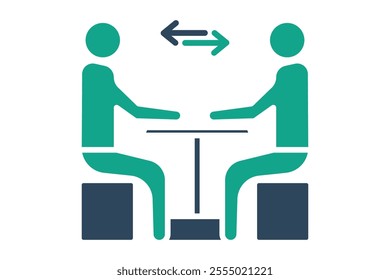 Negotiation icon. solid icon style. people around table. icon related to procurement. procurement management elements vector illustration