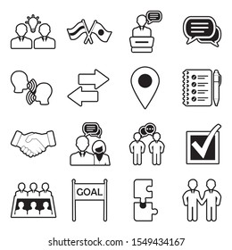 Negotiation Icons. Line With Fill Design. Vector Illustration.