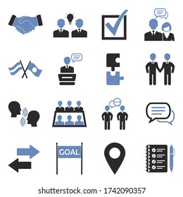 Negotiation Icons. Two Tone Flat Design. Vector Illustration.