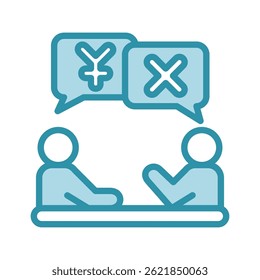 Negotiation mini illustration dual tone color icon, use for trade wars, economy, business, finance, economic competition, UI, UX kit, app and web development, digital or print.