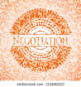 Negotiation orange mosaic emblem