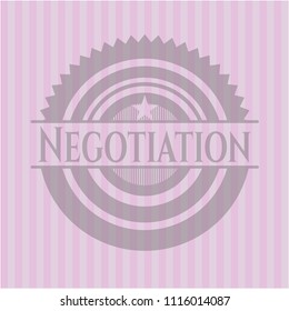 Negotiation pink emblem. Vintage.