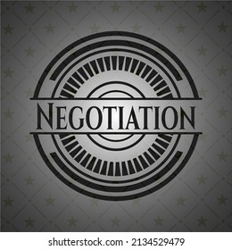 Negotiation realistic black emblem. Vector Illustration. Detailed. 