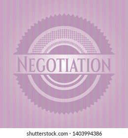 Negotiation retro style pink emblem. Vector Illustration. Detailed.