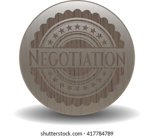 Negotiation retro style wooden emblem