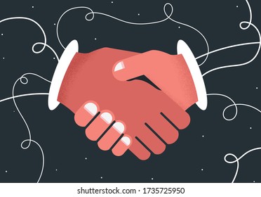 Vector artístico de concepto de oscilación de manos de negociación