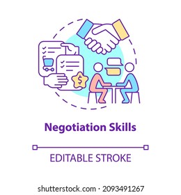 Negotiation Skills Concept Icon. Making Successful Deal. Distribution Business Processes Abstract Idea Thin Line Illustration. Vector Isolated Outline Color Drawing. Editable Stroke