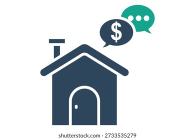 Negotiation solid icon. Icon related to real estate. Residential elements vector illustration