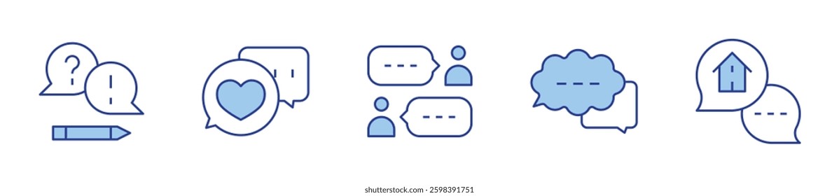negotiation, speech bubble. Chat Icon vector illustration. Line Duotone style. Editable stroke.