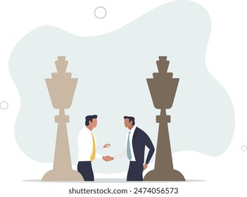 Negotiation strategy, win-win situation, partnership instead of confrontation in competition, merger or agreement concept.flat illustration.