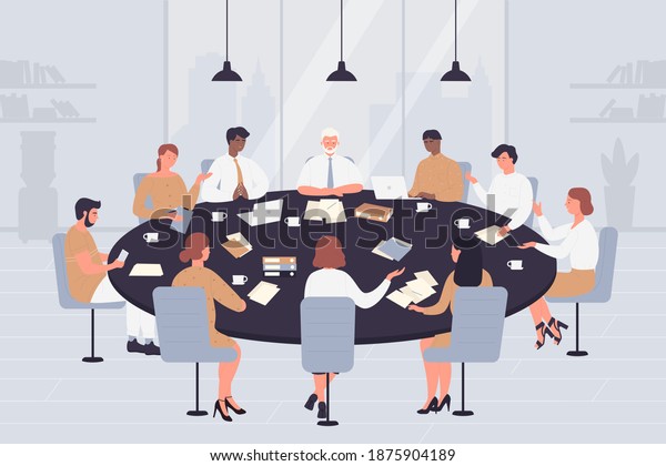 Negotiation Table Vector Illustration Cartoon Politicians Stock Vector Royalty Free 1875904189 0215