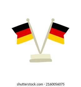 Negotiation Two german flags. Emblem for National Decor of Germany. Hand drawn Vector illustration for a festive or holiday decoration, tourist trips, travel, meeting guests.
