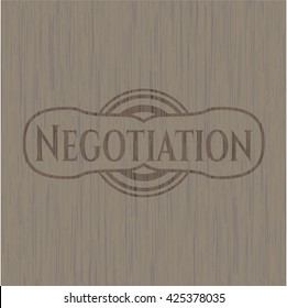 Negotiation wood icon or emblem