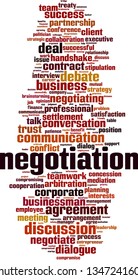 Negotiation word cloud concept. Collage made of words about negotiation. Vector illustration