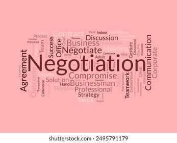 Negotiation wordcloud template. Business and Communication concept vector background.