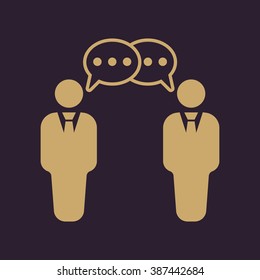 The negotiations icon. Debate and dialog, discussion, conversations symbol. Flat Vector illustration