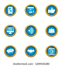 Negotiations icons set. Flat set of 9 negotiations vector icons for web isolated on white background