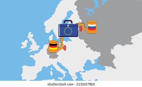 Verhandlungen und Sanktionen zwischen der Europäischen Union und Russland. Nord Stream 2, Erdgasleitung zwischen Russland und Deutschland. Sanktionen bei Methan.